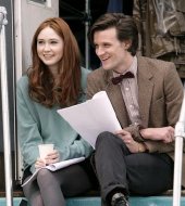 Karen Gillan & Matt Smith during a break in rehearsals for 'Doctor Who'