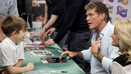 David Hasselhoff meets a fan at the Memorabilia event held at the Birmingham NEC in November 2012