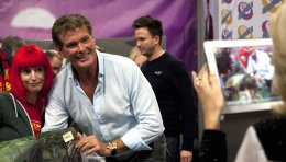 David Hasselhoff meets a fan at the Memorabilia event held at the Birmingham NEC in November 2012