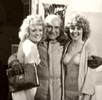 Sherrie Hewson, Gerald Thomas & Carol Hawkins on the set of 'Carry On Behind'