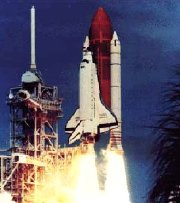 Space Shuttle 'Discovery' lifts off with the Hubble Space Telescope in 1990