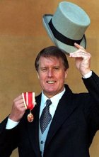 Geoff Hurst after receiving his knighthood in 1998