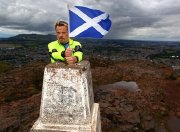 Eddie Izzard at Arthur's Seat in Edinburgh during one of his 43 marathons