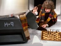 Tom Baker as Dr Who with K-9