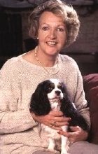 Penelope Keith at home with her King Charles spaniel