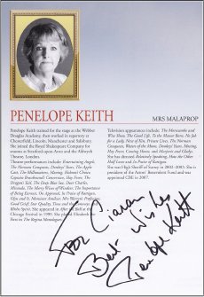 Programme for 'The Rivals' signed by Penelope Keith