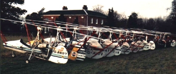 Ken Wallis' fleet of autogyros at Reymerston Hall