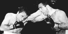 Jake LaMotta fighting Marcel Cerdan for the World Middleweight title in 1949