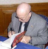 Alexei Leonov signing his book 'Two Sides of the Moon'