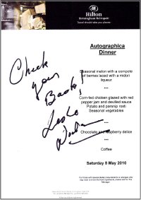 Autographica Gala Dinner menu signed by Leslie Nielsen 