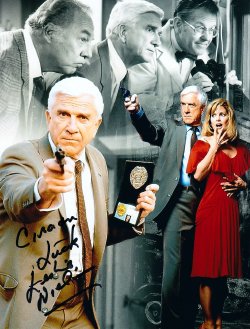 Leslie Nielsen signed photo montage of 'The Naked Gun'