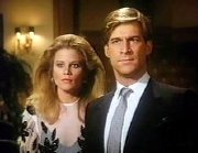 Simon MacCorkindale & Laura Johnson in 'Falcon Crest'