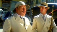 Simon MacCorkindale with Peter Ustinov in Agatha Christie's 'Death on the Nile'