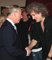 Brian May meets Prince Charles after The Prince's Trust 'Rock Gala' in 2010