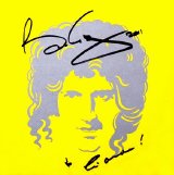 Brian May has signed his image on the cover of the 'Hot Space' LP