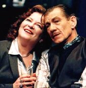 Clare Higgins & Ian McKellen in 'Present Laughter' at the Leeds Playhouse 1998.