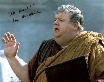 Ian McNeice signed photo of him as The Newsreader in the BBC TV series 'Rome'