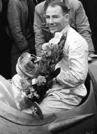 Stirling Moss after a Grand Prix win in 1958