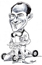 Caricature of Stirling Moss from his book '80 Cars for 80 Years'