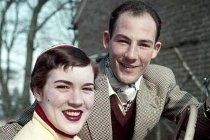 Stirling Moss with his sister Pat at Goodwood in 1955