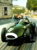 Stirling Moss racing a Vanwall in the Italian Grand Prix in 1957