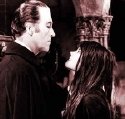 Caroline Munro and Christopher Lee in Dracula AD1972