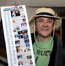 Joe Pasquale with a printout of his webpage