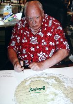 Signed photo of Sir Patrick Moore with his Moon Map