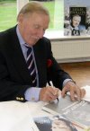 Leslie Phillips signing 'Carry On' book at Pinewood