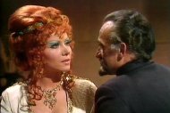 Ingrid Pitt as Queen Galleia & Roger Delgado as The Master in 'Doctor Who'