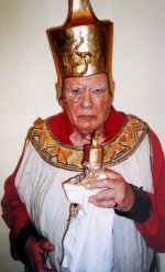 Patrick Moore enjoyed playing 'The Demon' in the Selsey Christmas pantomimes