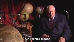 Sir Patrick Moore presenting 'The Sky at Night' from his home, in December 2008