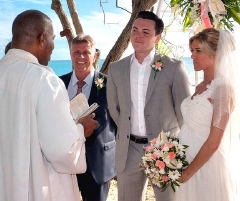 Hello! Magazine photo of Ray Quinn's beach marriage in Barbados