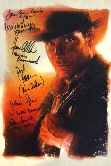Karen Allen and other cast members have signed this 'Raiders of the Lost Ark' picture