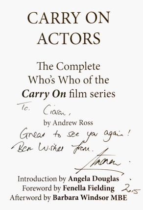 Title page of 'Carry On Actors' signed by Andrew Ross