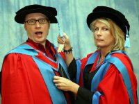 Adrian Edmondson & Jennifer Saunders after receiving Honorary degrees at Exeter University