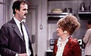 Prunella Scales as Sybil, with John Cleese as Basil in 'Fawlty Towers'