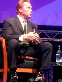Arnold Schwarzenegger speaking at the Olexy event at the International Conference Centre in Birmingham, 21st January 2016