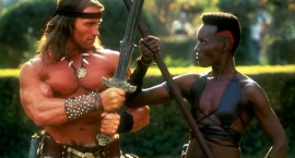 Arnold Schwarzenegger & Grace Jones in 'Conan the Destroyer' (1984)