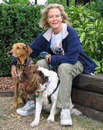 Jenny Seagrove with her two dogs who accompany her everywhere