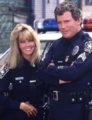 Heather Locklear as Stacy Sheridan & William Shatner as Sgt. Hooker in 'T.J.Hooker'