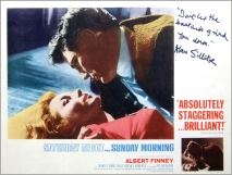 Original lobby card for 'Saturday Night and Sunday Morning', signed by Alan Sillitoe