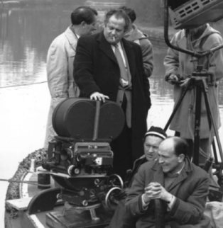 Karel Reisz directs the filming of the fishing scenes at Greenford in Saturday Night and Sunday Morning  