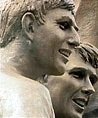 Detail of Philip Jackson's statue showing Martin Peters and Geoff Hurst