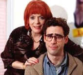 Alison Steadman as Pauline Mole and Stephen Mangan as Adrian in 'Adrian Mole: The Cappucino Years'