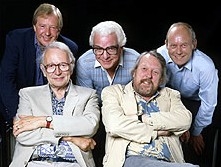 (back) Tim Brooke-Taylor, Barry Cryer, Graham Garden (front) Humphrey Lyttleton, Willie Rushton