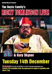 Poster for 'Ricky Tomlinson Live' at The Approach in Nottingham