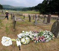 Fred Trueman's grave at Bolton Abbey