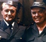 Robert Vaughn & Ernest Borgnine during the filming of 'Skeleton Coast'