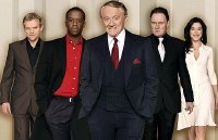 Marc Warren, Adrian Lester, Robert Vaughn, Robert Glenister & Jaime Murray in 'Hustle'